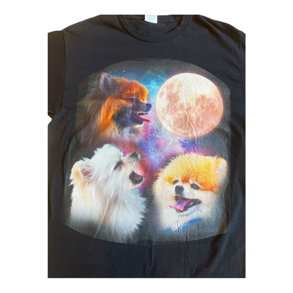 Pomeranians Howling at the Moon black t-shirt - Picture 3 of 5